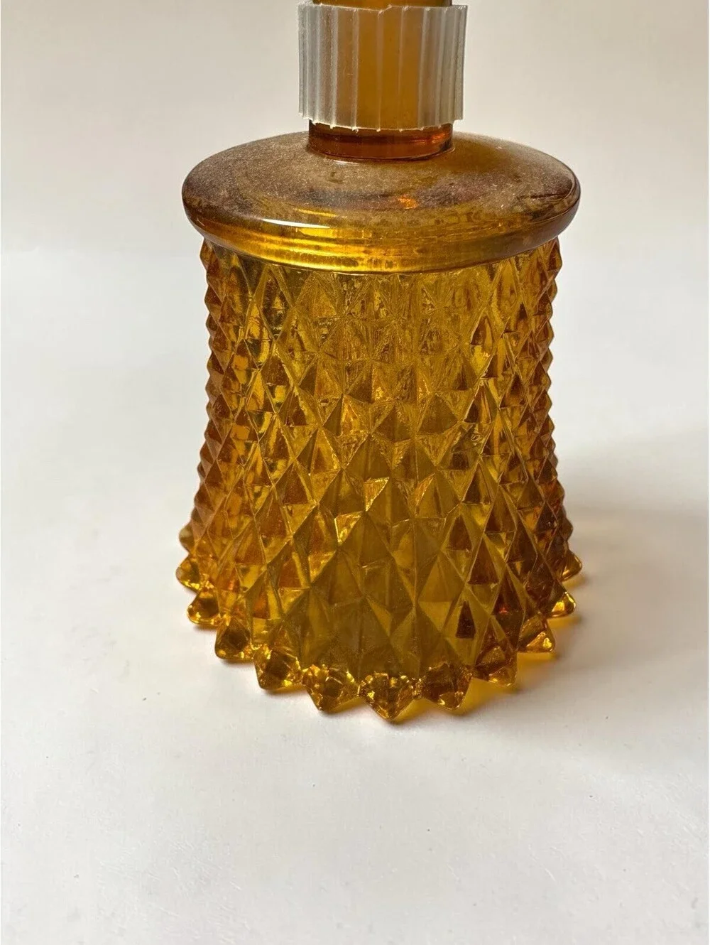 Homco Diamond Point Votive Amber Peg Sconce Candle Holder Vintage